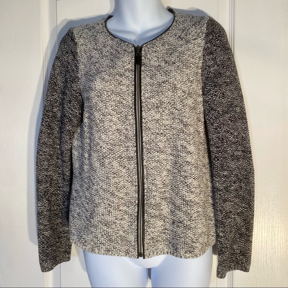 Black and white zippered cardigan